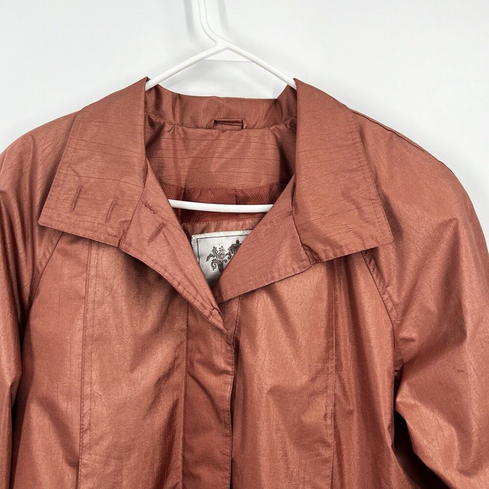 Laura Winston Rose Gold 3/4 Sleeve Single Breasted Trench Coat Classy 9/10 VTG - Picture 10 of 16